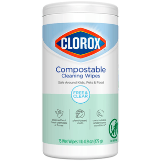 CLOROX COMMERCIAL SOLUTIONS DISINFECTING WIPES - Clorox Compostable Cleaning Wipes, All Purpose Wipes, Free & Clear, 75 ct, 6/cs (Continental US Only) | Quantity - 1x CS