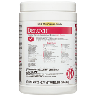 CLOROX DISPATCH HOSPITAL CLEANER DISINFECTANT WIPES WITH BLEACH - Dispatch Hospital Cleaner Disinfectant Towels with Bleach, 6.75 x 8, 150/can, 8/cs (36 cs/plt) (Short-Dated; Non-Returnable; Non-Refundable) (Continental US Only) | Quantity - 1x CS