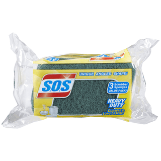 CLOROX MANUAL CLEANING TOOLS - S.O.S Heavy Duty Scrubber Sponge, 3 ct, 8/cs (Continental US Only) | Quantity - 1x CS