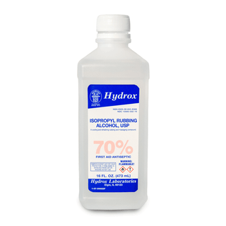 HYDROX LABORATORIES ISOPROPYL ALCOHOL - Isopropyl Rubbing Alcohol 70%, USP, 16 oz, 12 btl/cs (176 cs/plt) (US Only) (Item is considered HAZMAT and cannot ship via Air or to AK, GU, HI, PR, VI)  | Quantity - 1x CS