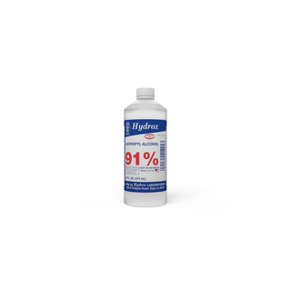HYDROX LABORATORIES ISOPROPYL ALCOHOL - Isopropyl Alcohol 91%, Round Bottle, 16 oz, 12 btl/cs (144 cs/plt)  (HAZMAT Fees Apply, cannot ship via Air or to AK, GU, HI, MP, PR, VI)  | Quantity - 1x CS
