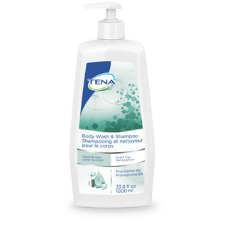 ESSITY HMS TENA BODY WASH & SHAMPOO - Body Wash & Shampoo, Scent-Free, 33.8 fl oz Pump Bottle, 8/cs | Quantity - 1x CS