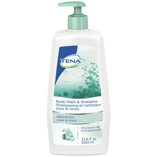 ESSITY HMS TENA BODY WASH & SHAMPOO - Body Wash & Shampoo, Scent-Free, 33.8 fl oz Pump Bottle, 8/cs (Continental US Only) | Quantity - 1x CS