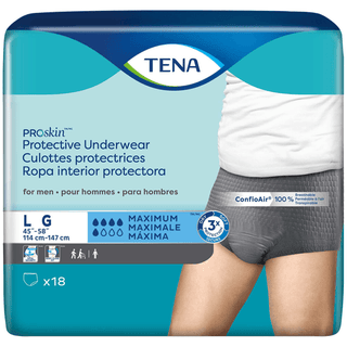 ESSITY HMS TENA PROSKIN UNDERWEAR - Protective Underwear, Men, Large, 45" - 58" Hip Size, Grey, 18/pk, 4 pk/cs (Continental US Only) | Quantity - 1x CS