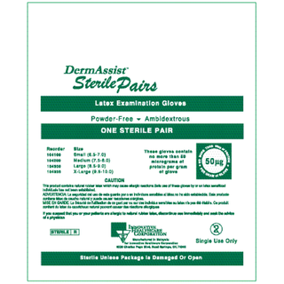 INNOVATIVE DERMASSIST POWDER-FREE STERILE LATEX EXAM GLOVES - Gloves, Exam, Small (6 - 7), Latex, Sterile, Powder-Free (PF), Pairs, 50 pr/bx, 4 bx/cs (96 cs/plt) | Quantity - 1x CS