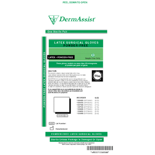 INNOVATIVE DERMASSIST SURGICAL POWDER-FREE GLOVES - Gloves, Surgical, Powder Free (PF), Size 8, Latex, Sterile, Textured Finish, 50 pr/bx, 4 bx/cs (54 cs/plt) | Quantity - 1x CS