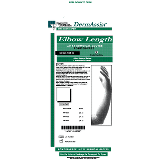 INNOVATIVE DERMASSIST ELBOW LENGTH POWDER-FREE LATEX SURGICAL GLOVES - Gloves, Surgical, Powder Free (PF), Size 8, Latex, Sterile, Textured, Elbow Length (18"), 25 pr/bx, 4 bx/cs | Quantity - 1x CS
