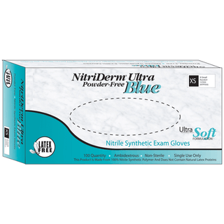 INNOVATIVE NITRIDERM ULTRA BLUE NITRILE SYNTHETIC POWDER-FREE NON-STERILE EXAM GLOVES - Gloves, Exam, Small, Nitrile, Chemo Tested, Non-Sterile, PF, Textured, Blue, 100/bx, 10 bx/cs (80 cs/plt) | Quantity - 1x CS