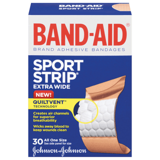 J&J BAND-AID SPORT STRIP ADHESIVE BANDAGES - Adhesive Bandage, X-Wide All One Size, 30/bx, 24 bx/cs (Continental US+HI Only) | Quantity - 1x CS