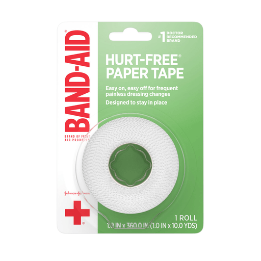 KENVUE BAND-AID FIRST AID TAPES - HURT-FREE Paper Tape, 1" x 10 yds, Non-Dispenser, 6/pk, 8 pk/cs (Pricing Subject to Change without Prior Notification) | Quantity - 1x CS