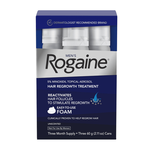 KENVUE ROGAINE HAIR REGROWTH TREATMENT - Men's Rogaine Hair Regrowth Treatment, Foam, 5% Minoxidil Topical Aerosol, 3 Month Supply, Unscented, 2.11  oz. Can, 3/bx, 6 bx/cs (Pricing Subject to Change without Prior Notification) | Quantity - 1x CS