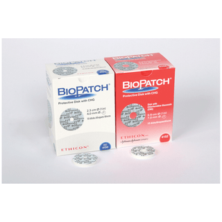 ETHICON BIOPATCH ANTIMICROBIAL DRESSING - Disk, 1", 4mm Center Hole, Sterile, 10/bx, 4 bx/cs (Continental US Only) | Quantity - 1x CS