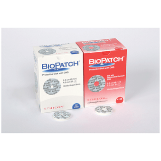 ETHICON BIOPATCH ANTIMICROBIAL DRESSING - Disk, 1", 7mm Center Hole, Sterile, 10/bx, 4 bx/cs | Quantity - 1x CS