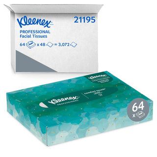 KIMBERLY-CLARK FACIAL TISSUE - Kleenex Jr. Facial Tissue, 8.4" x 5.8", 2-Ply, White, 48 sheets/ctn, 64 ctns/cs (60 cs/plt)  | Quantity - 1x CS