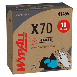 KIMBERLY-CLARK WYPALL CLOTHS - X70 Cloth, 9.1" x 16.8", White, 100/bx, 10 bx/cs  | Quantity - 1x CS
