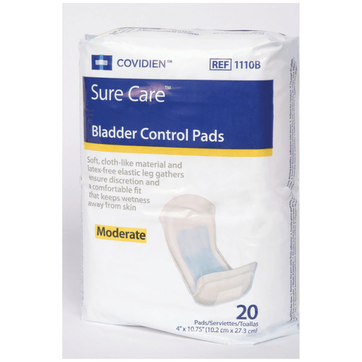 CARDINAL HEALTH SURECARE BLADDER CONTROL PADS - Bladder Control Pads, 4" x 9", Regular Absorbency, 22/bg, 6 bg/cs | Quantity - 1x CS