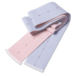 CARDINAL HEALTH LIFETRACE ABDOMINAL BELTS - Buttonhole Abdominal Belt, Knit Elastic, 2 3/8" x 48", Holes Every 1", Finished Ends, 1 Pink & 1 Blue Belt Per Set, Latex Free (LF), 100 sets/cs (45 cs/plt) (Continental US Only) | Quantity - 1x CS