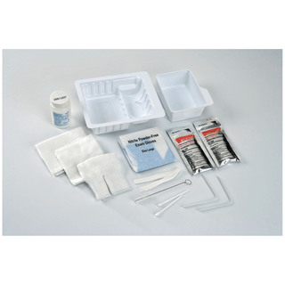 CARDINAL HEALTH TRACHEOSTOMY CARE TRAYSStandard Trach Care Tray, Removable Basin, Includes: (2) Blue Nitrile Gloves, Trach Brush, Drape, 36" Twill Tape, (2) Cotton Tipped Applicators, (2) Pipe Cleaners, (4) 4" x 4" Gauze Sponges, 20/cs | Quantity - 1x CS