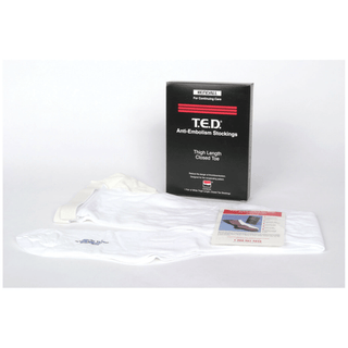 CARDINAL HEALTH T.E.D. ANTI-EMBOLISM STOCKINGS - THIGH LENGTH CONTINUING CARE - Thigh-Length Anti-Embolism Stocking, Medium, Regular, White, 6 pr/cs (Continental US Only) | Quantity - 1x CS