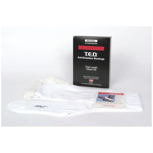 CARDINAL HEALTH T.E.D. ANTI-EMBOLISM STOCKINGS - THIGH LENGTH CONTINUING CARE - Thigh-Length Anti-Embolism Stocking, Medium, Regular, White, 6 pr/cs (Continental US Only) | Quantity - 1x CS