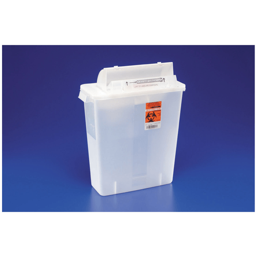 CARDINAL HEALTH SHARPSTAR IN-ROOM SYSTEM WITH SHARPSTAR LIDS - IN-ROOM Sharps Container, 12 Qt, Clear, SHARPSTAR Lid & Counter-Balanced Door, 16"H x 6"D x 13"W, 10/cs (18 cs/plt) | Quantity - 1x CS