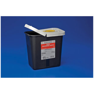 CARDINAL HEALTH RCRA HAZARDOUS WASTE CONTAINERS - Hazardous Waste Container, Counterbalance Lid, Black, 5 Qt, 14/cs (Continental US Only) | Quantity - 1x CS