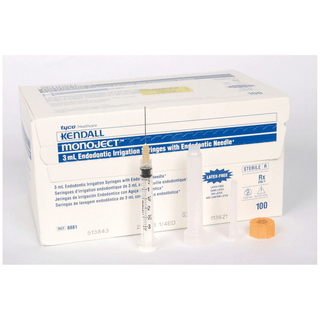 CARDINAL HEALTH MONOJECT 513 ED ENDODONTIC IRRIGATION SYRINGE - Endodontic Irrigation Syringe, Needle, Luer Lock, 23G x 1 (31.7mm), Orange, Sterile, 100/bx, 10 bx/cs (Continental US Only) | Quantity - 1x CS