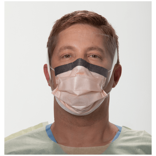 HALYARD KC300 SURGICAL & PROCEDURE MASKS - Surgical Mask, Wraparound Visor, Fog-Free, Earloop, Orange, 25/bx, 4 bx/cs (US Only) | Quantity - 1x CS