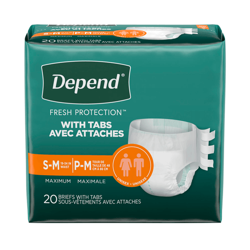KIMBERLY-CLARK DEPEND OVERNITE BRIEFS - Overnite Briefs, Maximum Absorbency, Small/ Medium, 20/pkg, 3 pkg/cs (35 cs/plt)  | Quantity - 1x CS