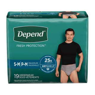 KIMBERLY-CLARK DEPEND PROTECTIVE UNDERWEAR - Depend's Men's Fit-Flex, Small/ Medium, 28-40" Waist, 19/pk, 2 pk/cs (80 cs/plt)  | Quantity - 1x CS