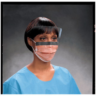 HALYARD FLUIDSHIELD FACE MASKS - Fluidshield Fog-Free Procedure Mask with Earloops, Visor, Orange, 25/pkg, 4 pkg/cs (US Only)  | Quantity - 1x CS