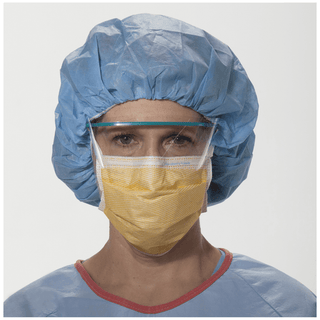 HALYARD FLUIDSHIELD FACE MASKS - Fog-Free Surgical Mask, Splashguard Visor, Orange, 25/pkg, 4 pkg/cs (US Only) | Quantity - 1x CS