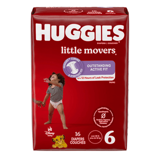 KIMBERLY-CLARK HUGGIES LITTLE MOVERS DIAPERS - Little Movers, Size 6, Jumbo Pack, 16/pk, 4 pk/cs  | Quantity - 1x CS