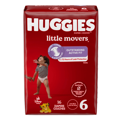 KIMBERLY-CLARK HUGGIES LITTLE MOVERS DIAPERS - Little Movers, Size 6, Jumbo Pack, 16/pk, 4 pk/cs  | Quantity - 1x CS