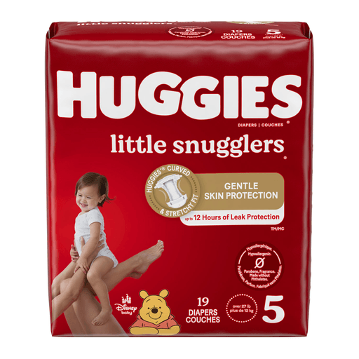 KIMBERLY-CLARK HUGGIES LITTLE SNUGGLERS DIAPERS - Little Snugglers, Size 5, Jumbo Pack, 19/pk, 4 pk/cs | Quantity - 1x CS