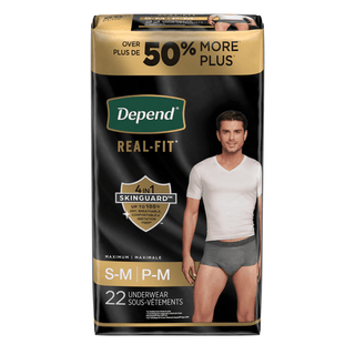 KIMBERLY-CLARK DEPEND PREMIUM UNDERWEAR - Real Fit Briefs, Maximum Absorption, Men, Small/ Medium, 22/pk, 2 pk/cs | Quantity - 1x CS