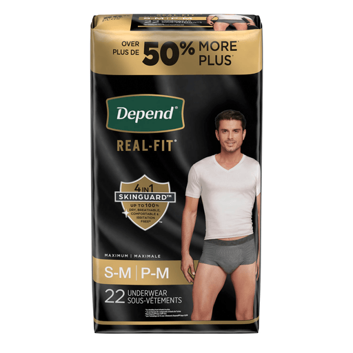 KIMBERLY-CLARK DEPEND PREMIUM UNDERWEAR - Real Fit Briefs, Maximum Absorption, Men, Small/ Medium, 22/pk, 2 pk/cs | Quantity - 1x CS