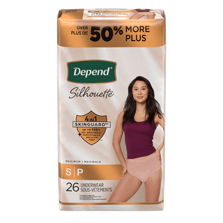 KIMBERLY-CLARK DEPEND SILHOUETTE MAXIMUM BRIEFS - Silhouette Underwear, Maximum Absorption, Women, Small, 26/pk, 2 pk/cs  | Quantity - 1x CS