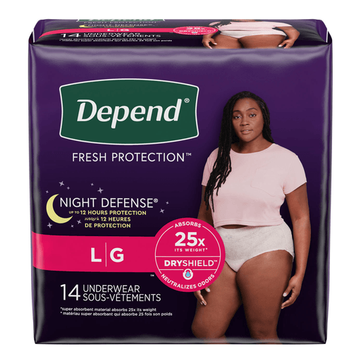 KIMBERLY-CLARK DEPEND NIGHT DEFENSE UNDERWEAR - Undergarment, Large, Peach, 14/pk, 4 pk/cs (40 cs/plt) | Quantity - 1x CS