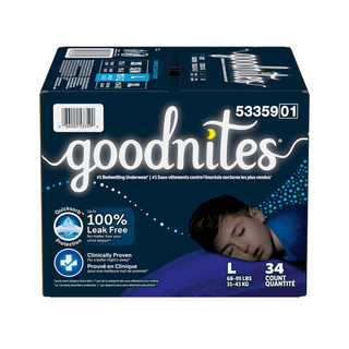 KIMBERLY-CLARK GOODNITES UNDERPANTS - Youth Pants, Boy, Large, Giga Pack, 34/pk, 1 pk/cs | Quantity - 1x CS