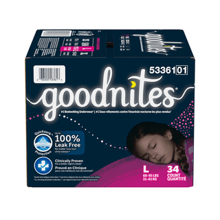 KIMBERLY-CLARK GOODNITES UNDERPANTS - Youth Pants, Girl, Large, Giga, 34/pk, 1 pk/cs | Quantity - 1x CS