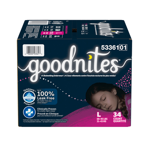KIMBERLY-CLARK GOODNITES UNDERPANTS - Youth Pants, Girl, Large, Giga, 34/pk, 1 pk/cs | Quantity - 1x CS