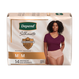 KIMBERLY-CLARK DEPEND PROTECTIVE UNDERWEARSilhouette Underwear, Female, Max Absorbency, Pink, Medium, 14/pk, 2pk/cs | Quantity - 1x CS