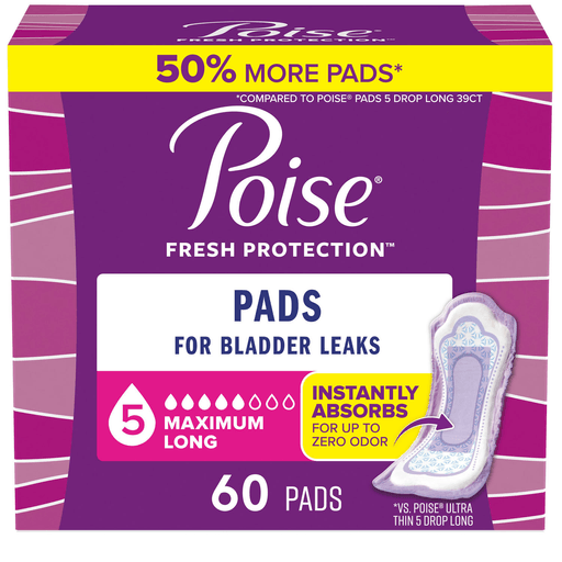 KIMBERLY-CLARK POISE PADSPoise Pads, Maximum, Long, 60/pk, 2pk/cs | Quantity - 1x CS
