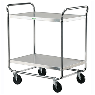 LAKESIDE UTILITY CARTS - STAINLESS STEEL TUBULAR MODEL - Medium Duty Cart, 2 Shelves, 23"W x 36"L x 40 1/8"H, 500 lb Capacity, 5" Swivel Casters, Chrome Plated Legs/ Frame, 21" x 33" Shelf, 21" Clearance (DROP SHIP ONLY) | Quantity - 1x EA