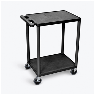 LUXOR UTILITY CARTSCart, Two Shelves, Foam Plastic, Black, 24"W x 18"D x 33.5"H, (4) 4" Heavy Duty Casters (2 with Locking Brakes), Maximum Weight Capacity 400lbs | Quantity - 1x EA