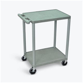 LUXOR UTILITY CARTS - Cart, Two Shelves, Foam Plastic, Gray, 24"W x 18"D x 33.5"H, (4) 4" Heavy Duty Casters (2 with Locking Brakes), Maximum Weight Capacity 400lbs (DROP SHIP ONLY) | Quantity - 1x EA