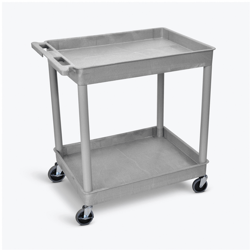 LUXOR 2 SHELF TUB CARTTub Cart, Two Shelves (2.75" Deep each), Gray, 32"W x 24"D x 37.25"H, with (4) 4" Heavy Duty Casters (2 with Locking Brakes), Maximum Weight Capacity 400lbs, Assembly Required | Quantity - 1x EA