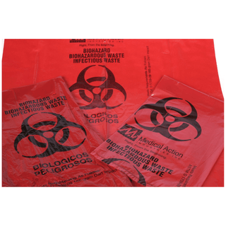 MEDEGEN BIOHAZARDOUS WASTE BAGS - Infectious Waste Bag, 25" x 34" Red, F-Code Series: Pass the ASTMD1922-67, 480 Gram Elmendorf Test, 1.2 mil, 50/bx, 4 bx/cs | Quantity - 1x CS