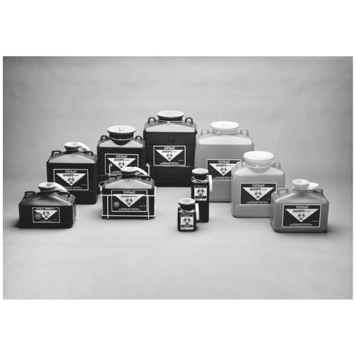 MEDEGEN NON-STACKABLE SHARPS CONTAINERS - POLYPROPYLENE - Sharps-Tainers, Large Wide Opening, Locking Cap, 12" x 9" x 11", 12 Qt, Red, Print Label: Biohazard, Biohazard Symbol, 12/cs | Quantity - 1x CS